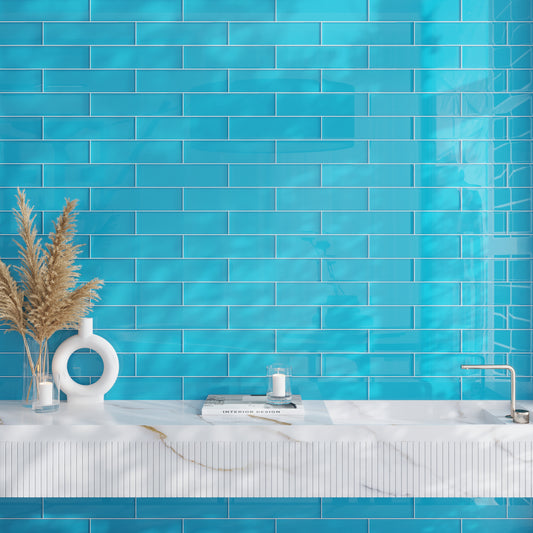 Sapphire Blue 3x12 Glossy Subway Glass Tile (20 pack, 5 sq ft/case)