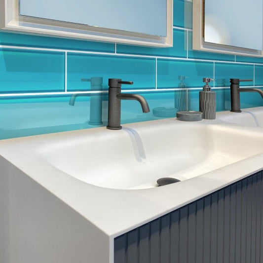 Sample-Sapphire Blue 4x16 Glossy Subway Glass Tile (12 pack, 5.33 sq ft/case)