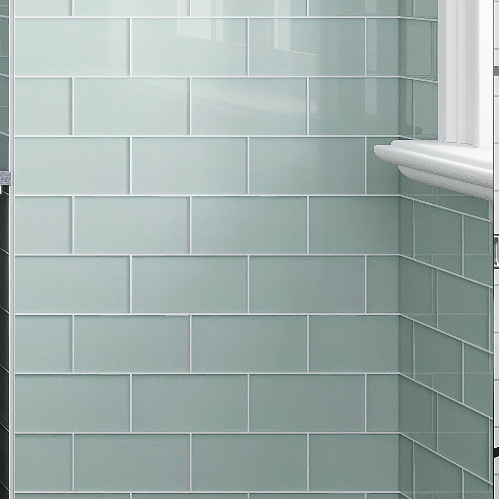 Blizzard Blue 3x6 Glossy Subway Glass Tile (40 pack, 5 sq ft/case)