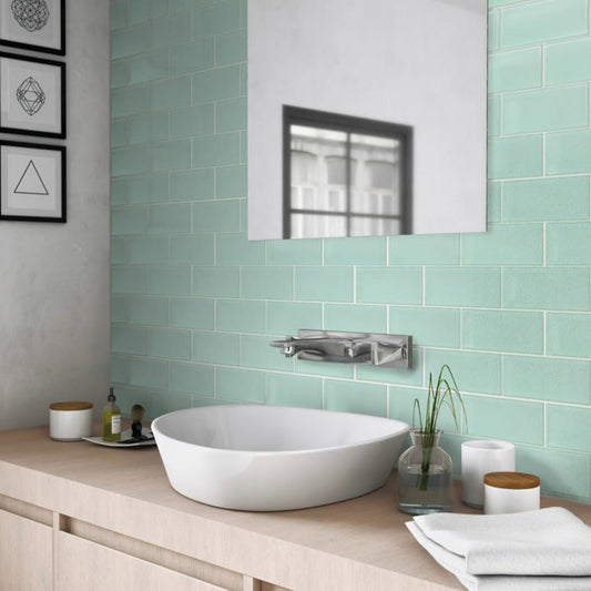 Blizzard Blue 3x6 Matte Subway Glass Tile (40 pack, 5 sq ft/case) - Sample