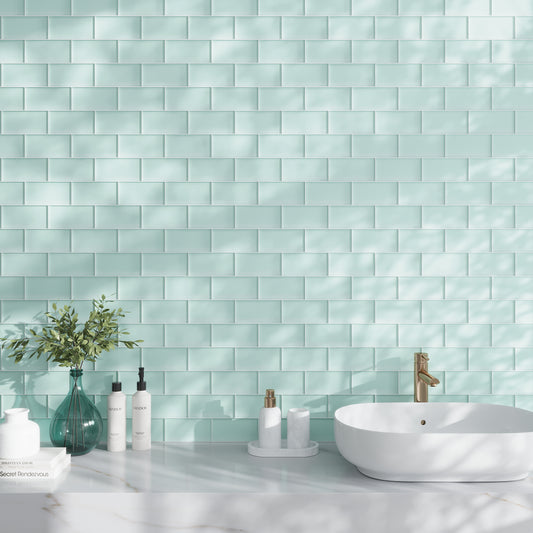 Blizzard Blue 3x6 Matte Subway Glass Tile (40 pack, 5 sq ft/case)