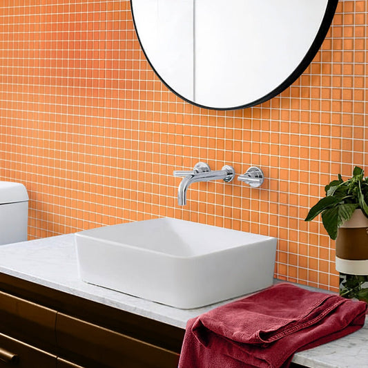 Sample-Orange 12x12 Glossy Square Glass Mosaic Tile (10 pack, 9.67 sq ft/case)