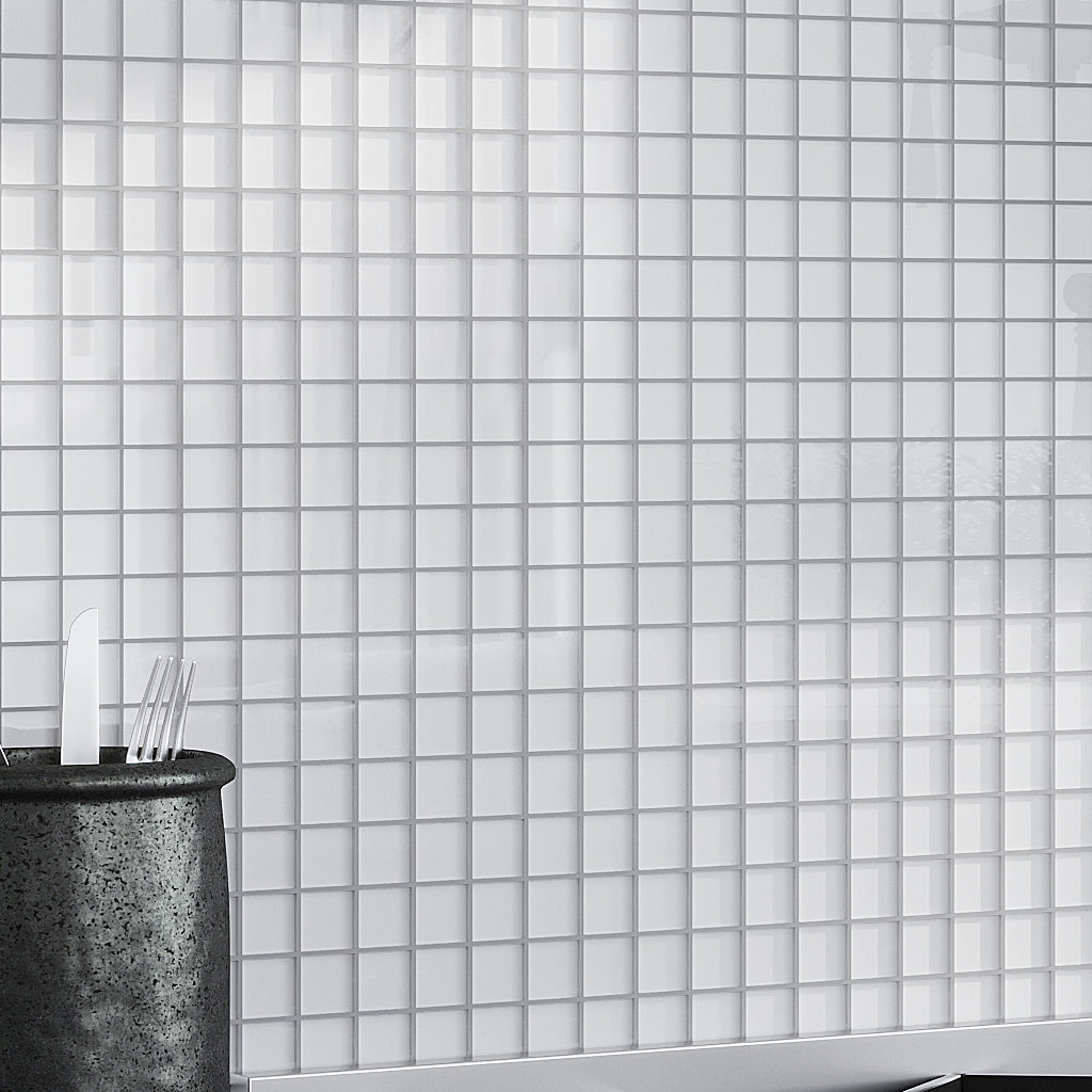 White 12x12 Glossy Square Glass Mosaic Tile (10 pack, 9.67 sq ft/case)
