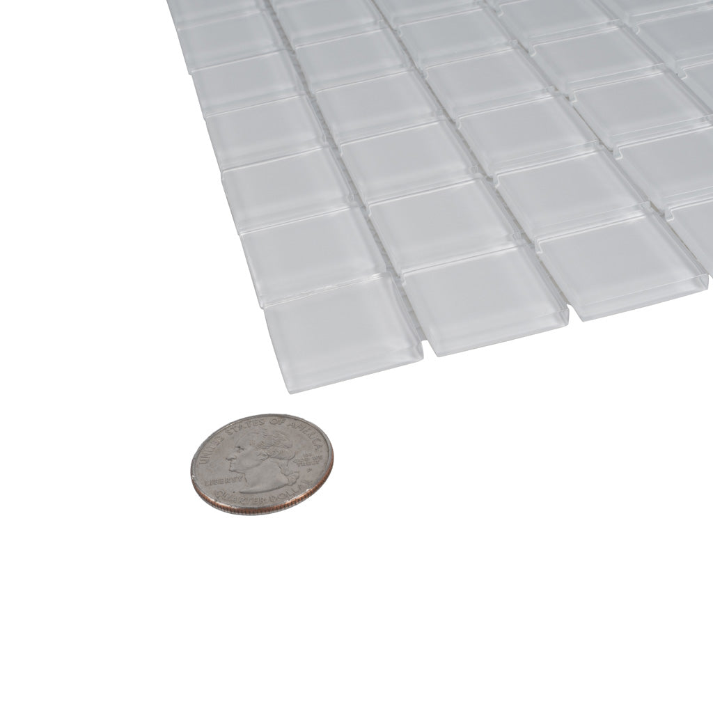 10 pack White 11.8 in. x 11.8 in. 1 in. x 1 in. Polished Glass Mosaic Tile (9.67 sq ft/case) - Sample