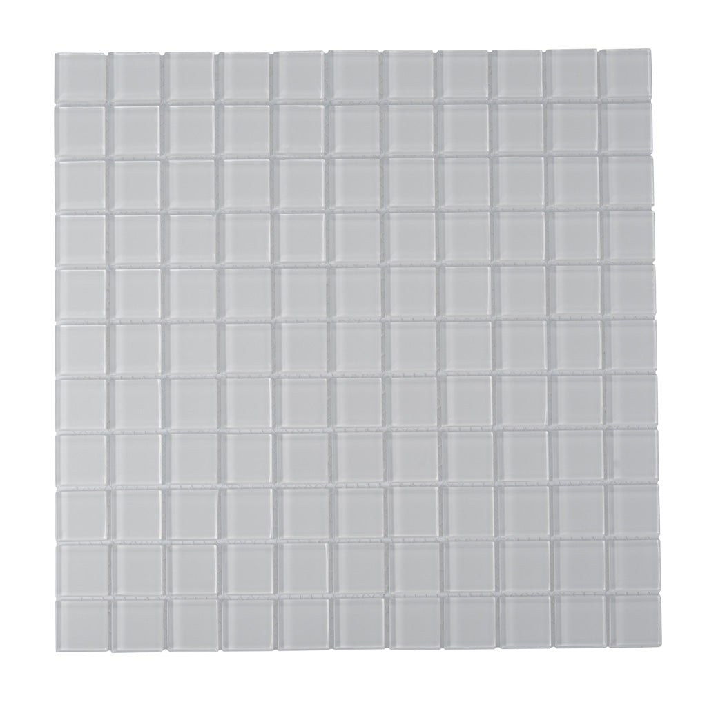 10 pack White 11.8 in. x 11.8 in. 1 in. x 1 in. Polished Glass Mosaic Tile (9.67 sq ft/case) - Sample