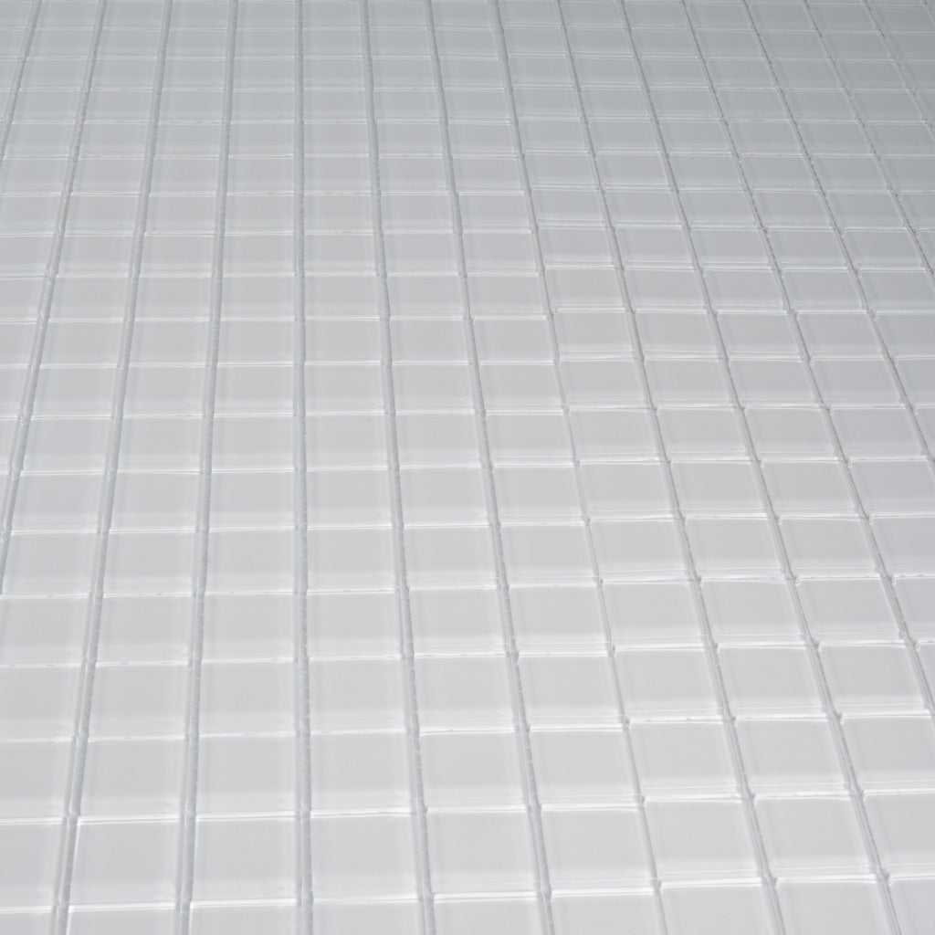 10 pack White 11.8 in. x 11.8 in. 1 in. x 1 in. Polished Glass Mosaic Tile (9.67 sq ft/case) - Sample