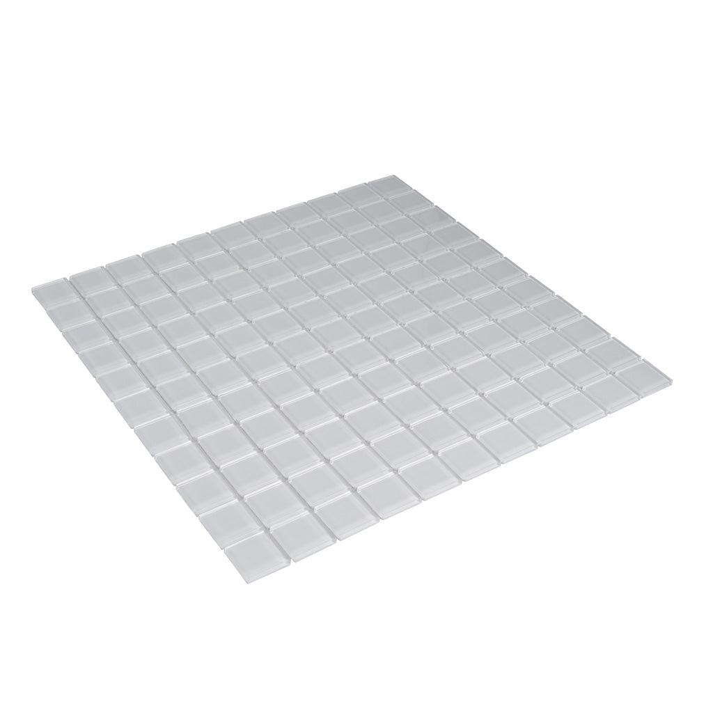 10 pack White 11.8 in. x 11.8 in. 1 in. x 1 in. Polished Glass Mosaic Tile (9.67 sq ft/case) - Sample