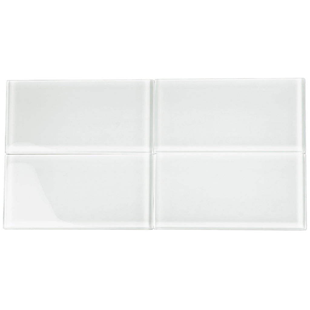 White 3x6 Glossy Subway Glass Tile (40 pack, 5 sq ft/case) - Sample