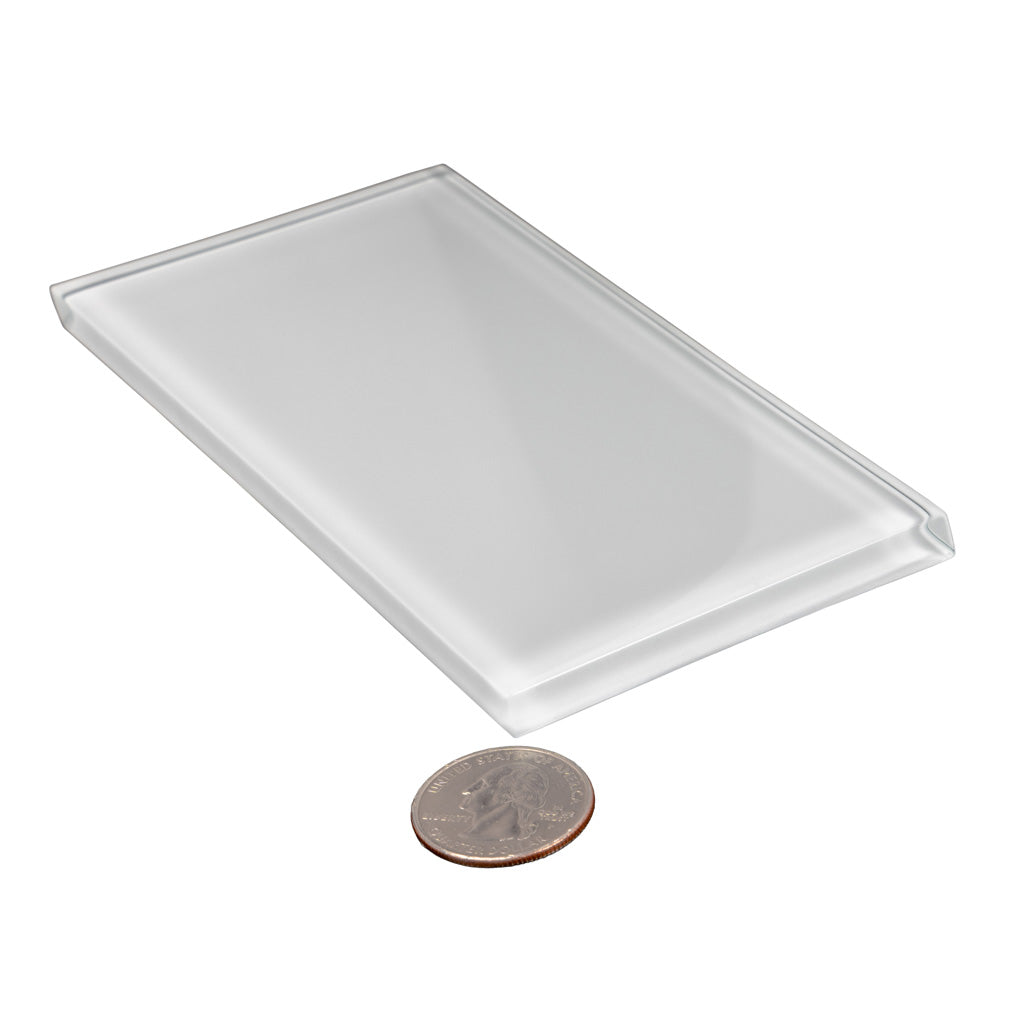 3x6 White Polished Glass tile