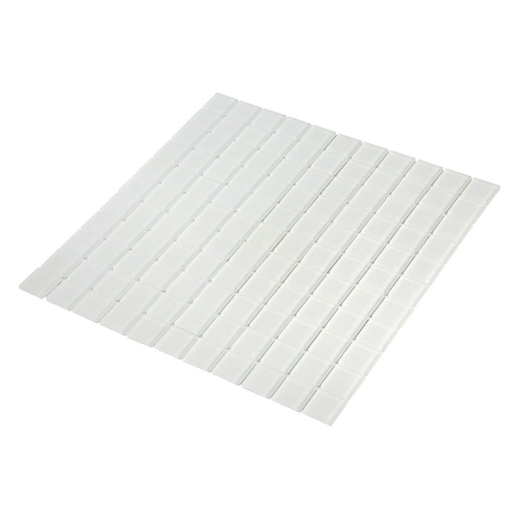 1x1 White Glass Tile