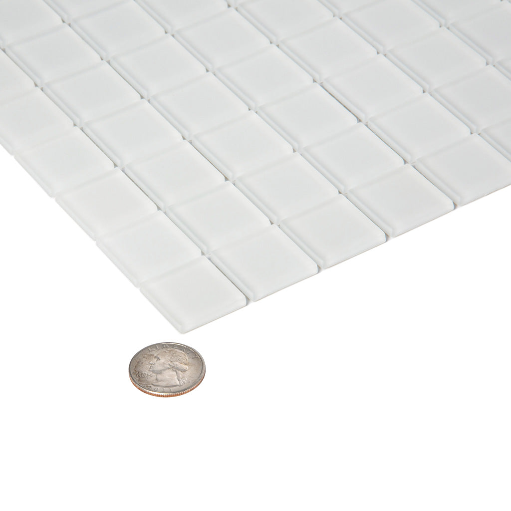 1x1 White Glass Mosaic Tiles