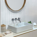 White matte glass subway tile 3x12 installed on bathroom wall