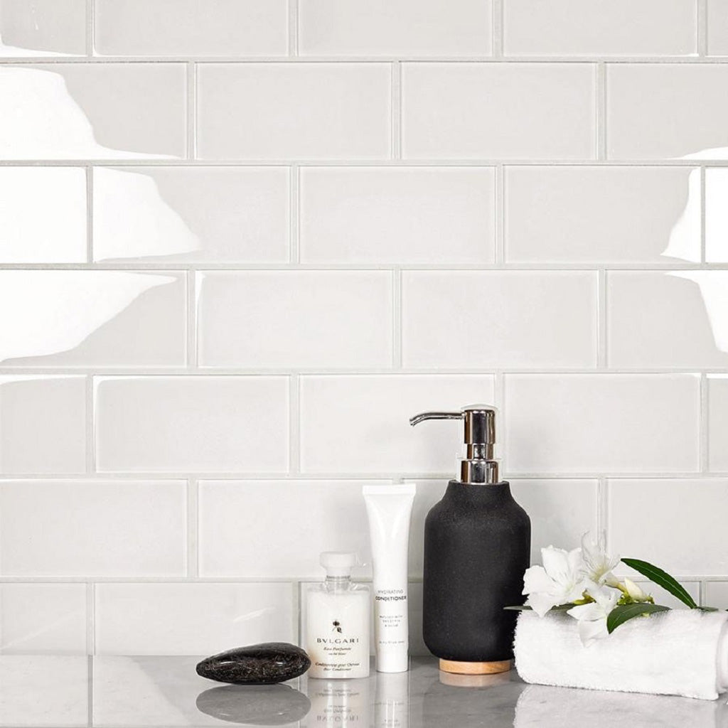 White 3x6 Matte Subway Glass Tile (40 pack, 5 sq ft/case) - Sample