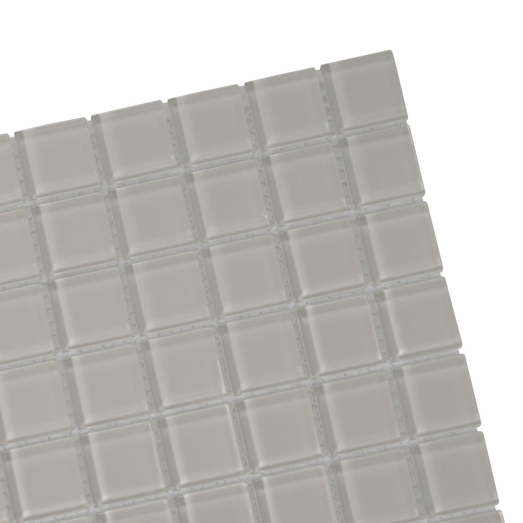 1x1 Lace White Glass Mosaic Tile