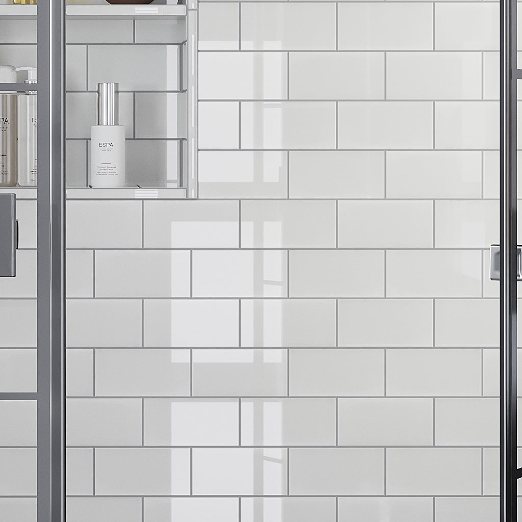 Lace White 3x6 Glossy Subway Glass Tile (40 pack, 5 sq ft/case)