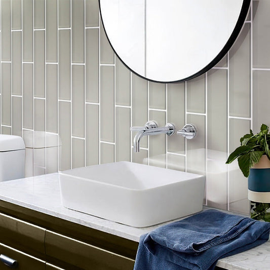 Sample-Beige 4x16 Glossy Subway Glass Tile (12 pack, 5.33 sq ft/case)