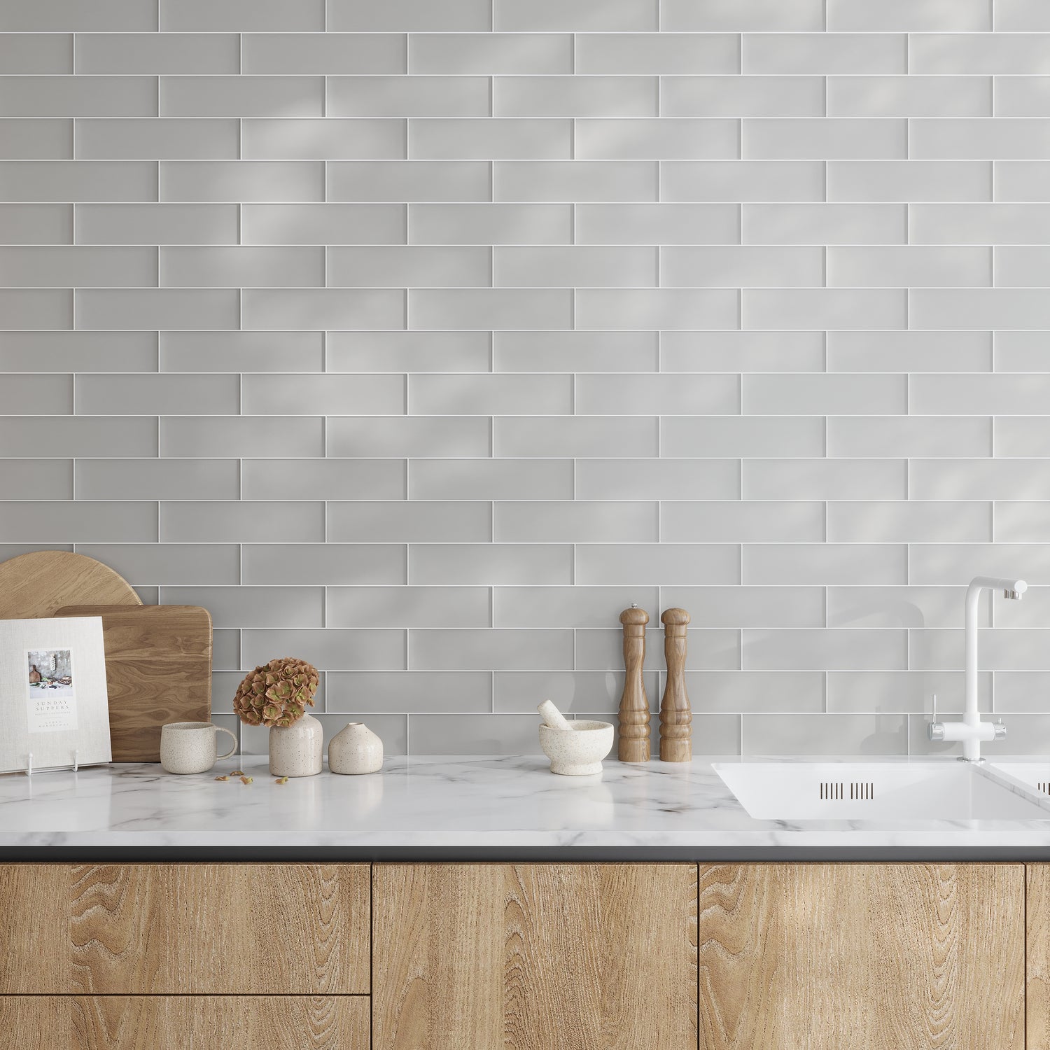 Beige 3x12 Matte Subway Glass Tile (20 pack, 5 sq ft/case)