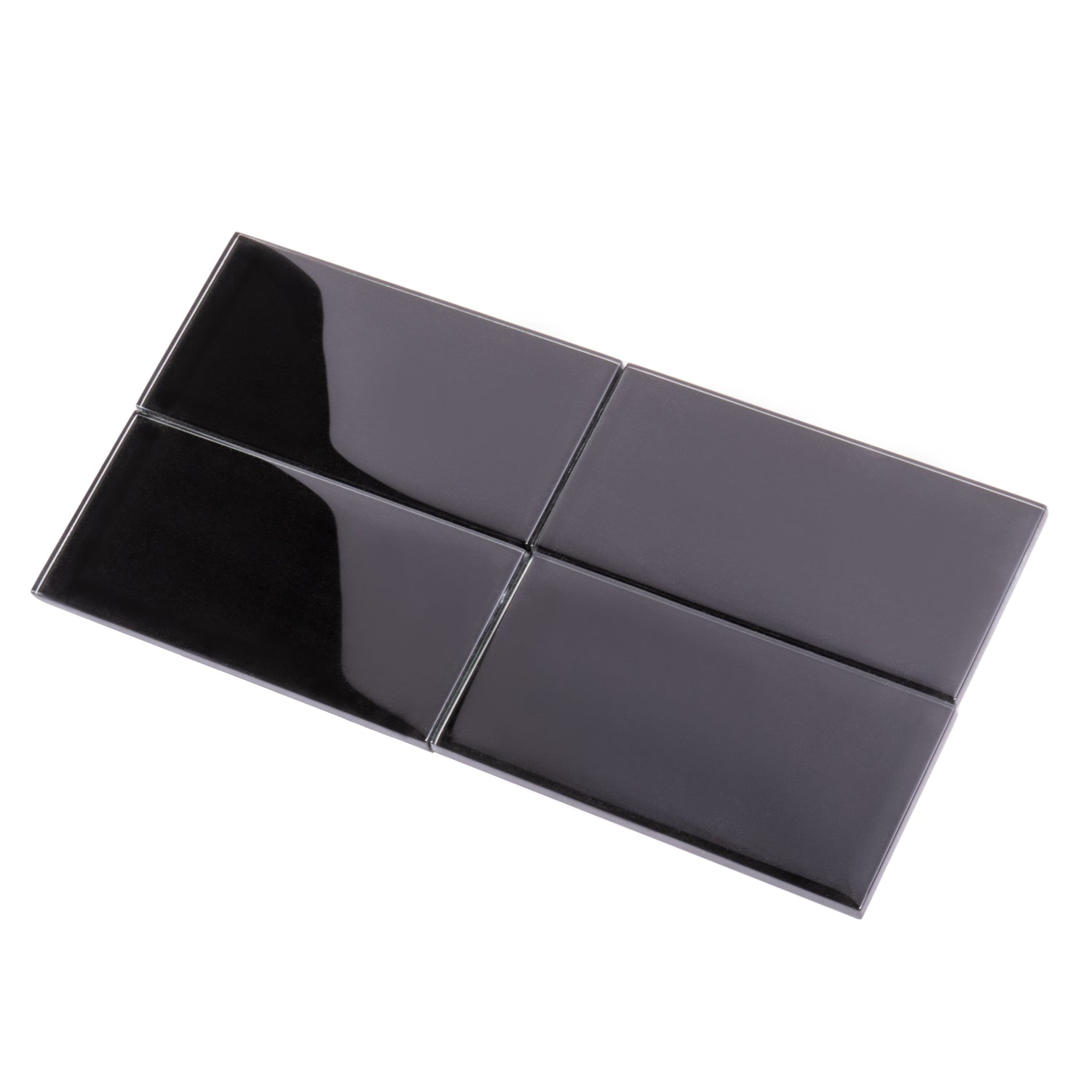 Black 3x6 Glossy Glass Subway tile (40 pack, 5 sq ft/case)