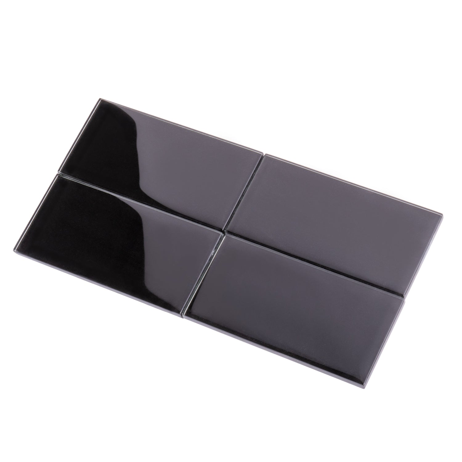 Sample - Black 3x6 Glossy Glass Subway tile (40 pack, 5 sq ft/case)