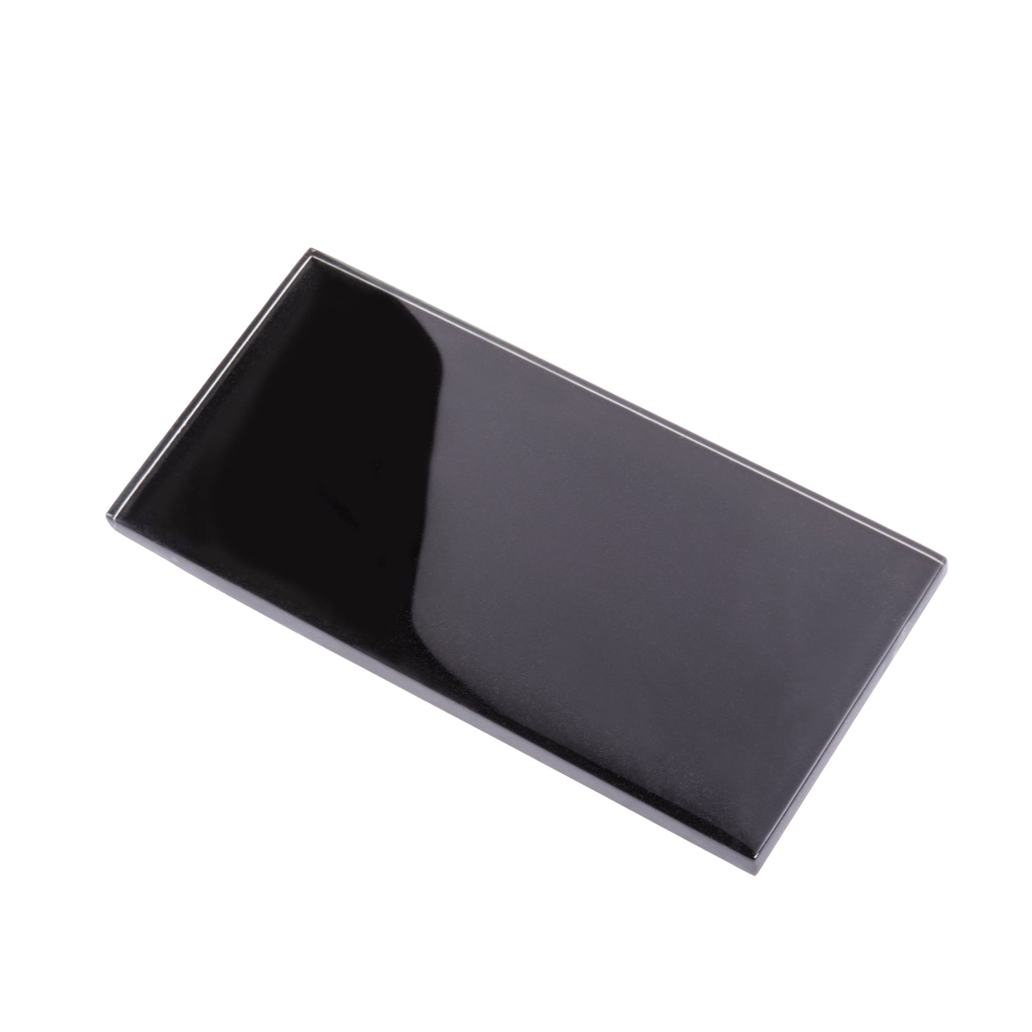 Sample - Black 3x6 Glossy Glass Subway tile (40 pack, 5 sq ft/case)
