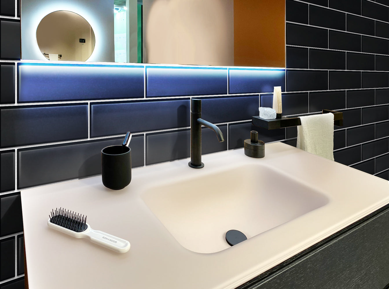 Black 3x12 Matte Glass Subway tile (20 pack, 5 sq ft/case)