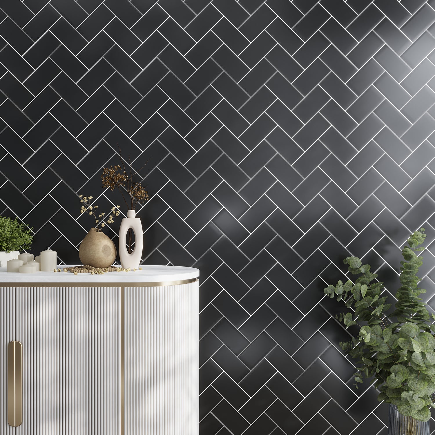 Black 3x6 Matte Glass Subway tile (40 pack, 5 sq ft/case)