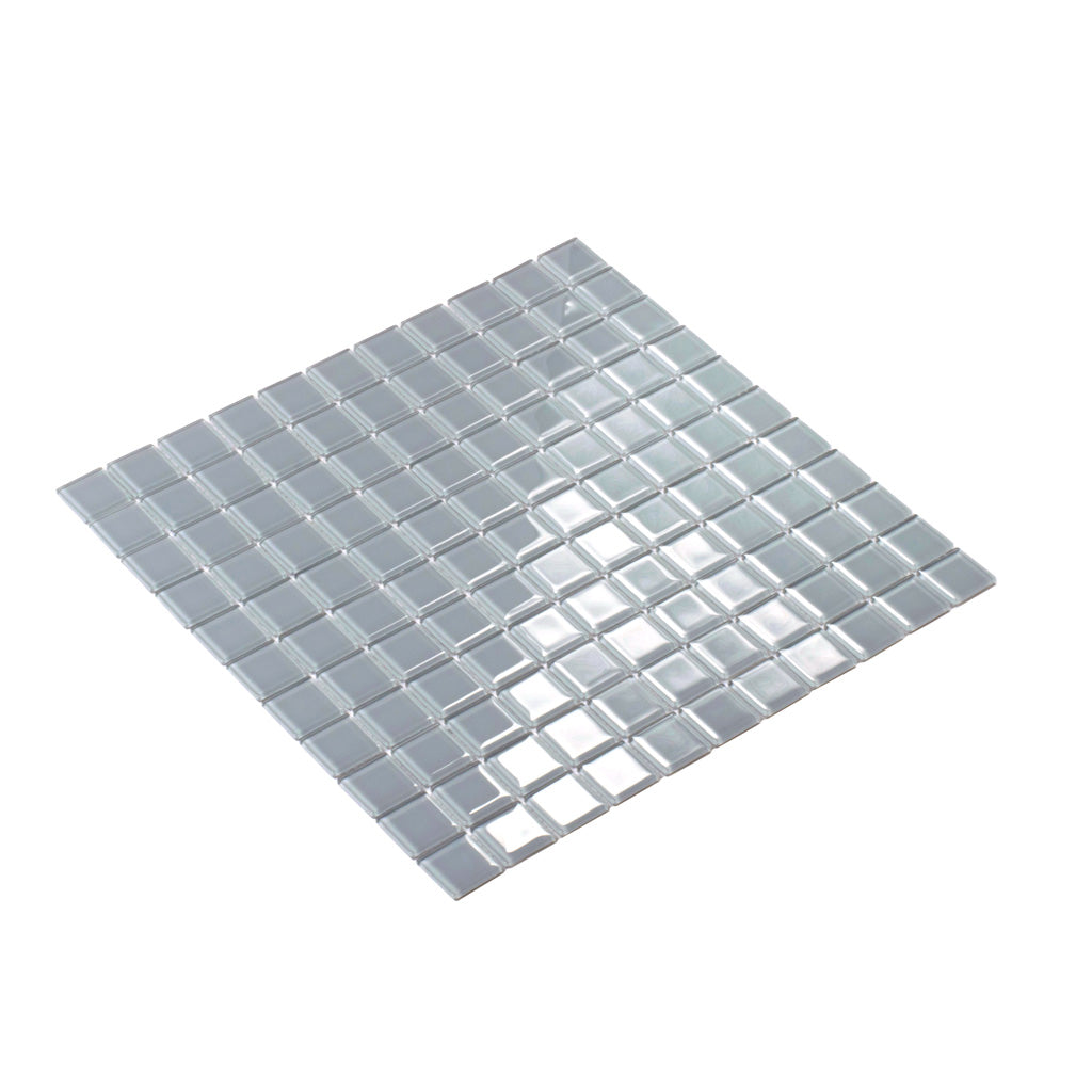 Gray 12x12 Glossy Square Glass Mosaic Tile (10 pack, 9.67 sq ft/case) - Sample