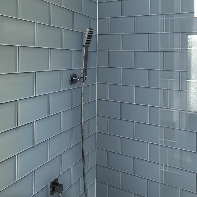 Gray 3x6 Glossy Subway Glass Tile (40 pack, 5 sq ft/case) - Sample