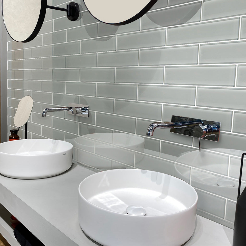 Gray 3x12 Glossy Subway Glass Tile (20 pack, 5 sq ft/case) - Sample