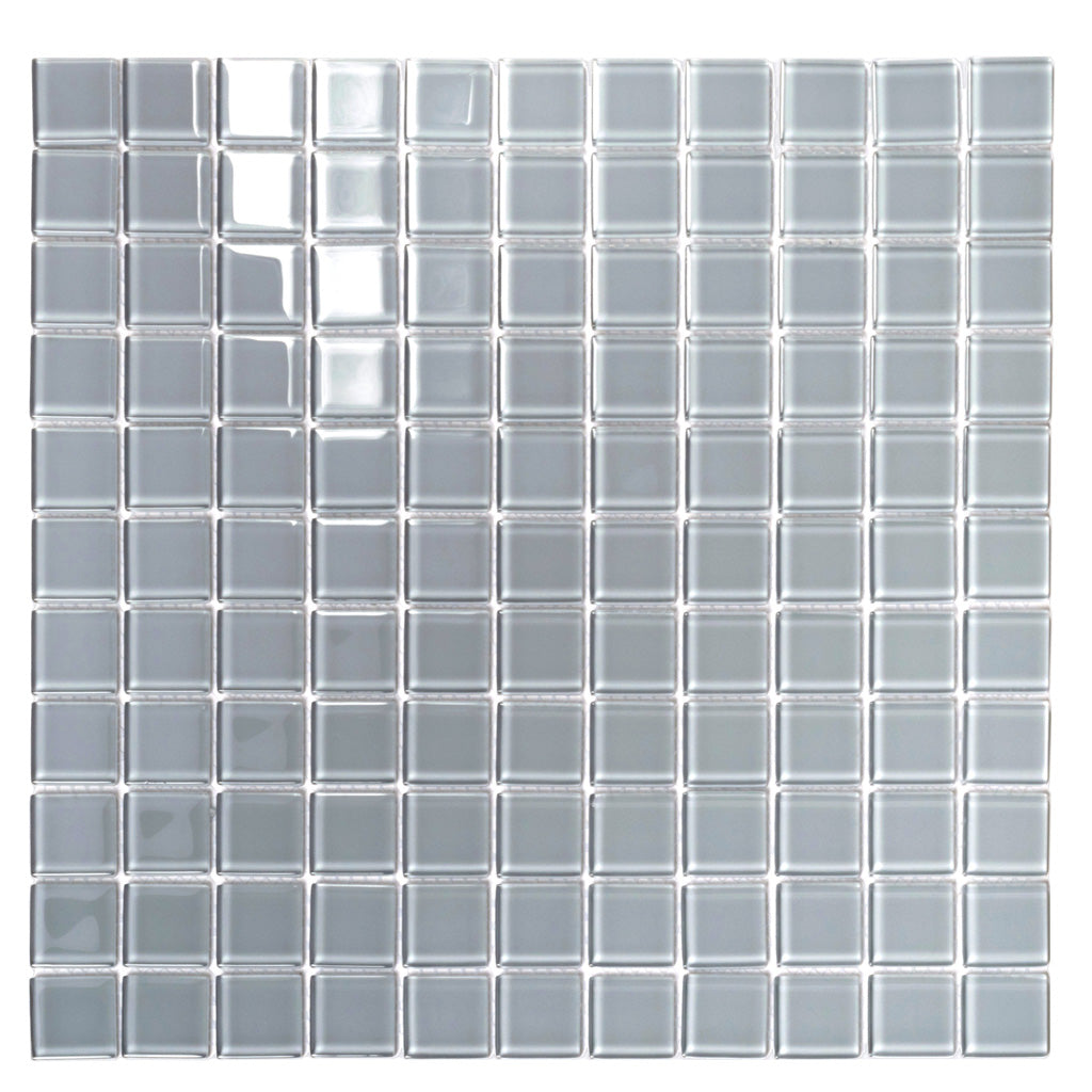 Gray 12x12 Glossy Square Glass Mosaic Tile (10 pack, 9.67 sq ft/case) - Sample