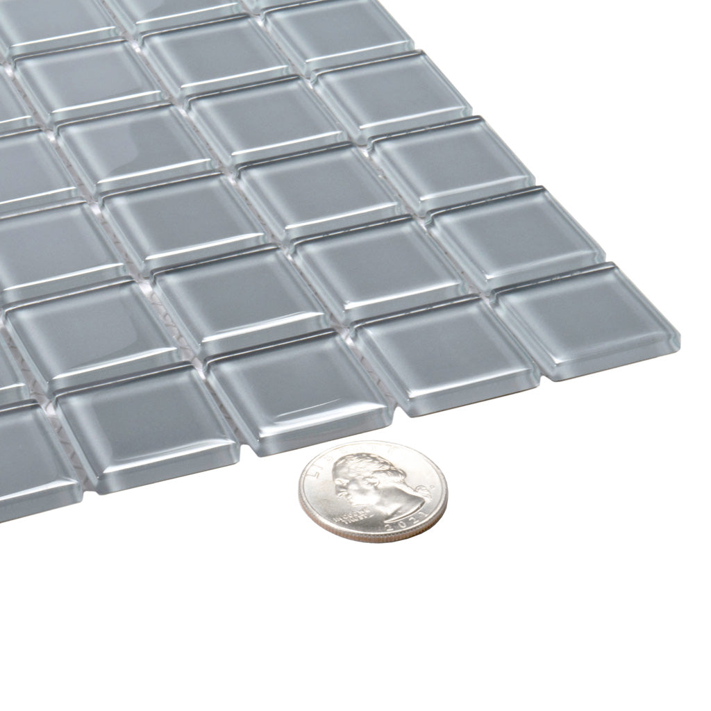 Gray 12x12 Glossy Square Glass Mosaic Tile (10 pack, 9.67 sq ft/case) - Sample