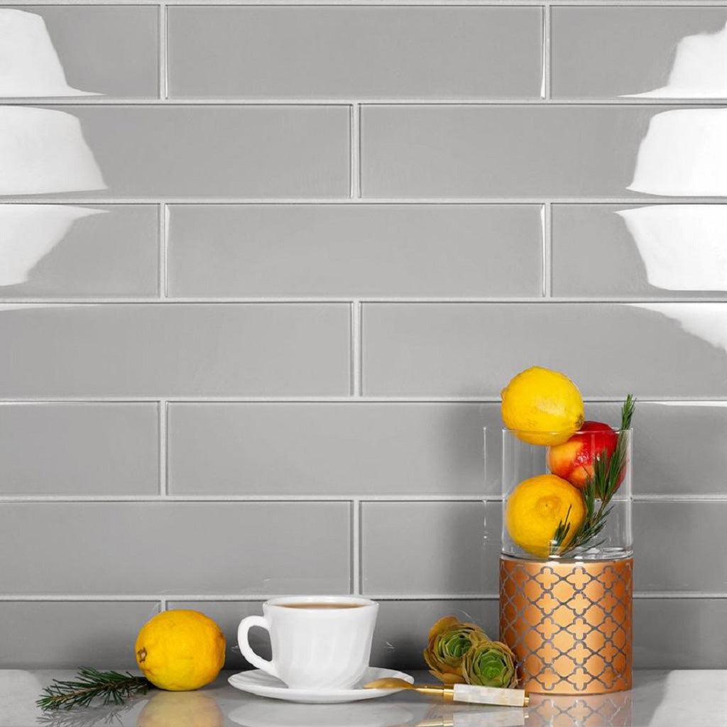 Gray 3x12 Glossy Subway Glass Tile (20 pack, 5 sq ft/case) - Sample