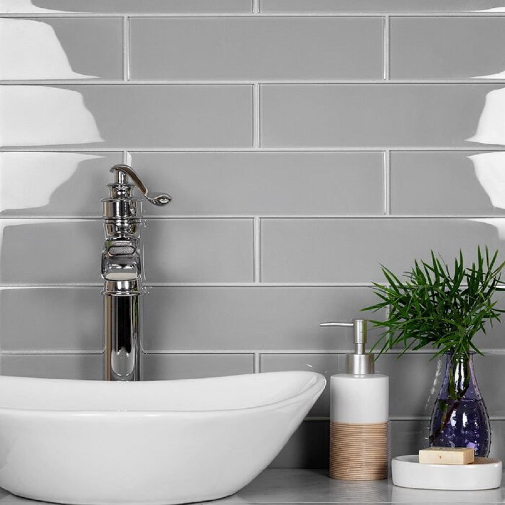 Gray 3x12 Glossy Subway Glass Tile (20 pack, 5 sq ft/case) - Sample