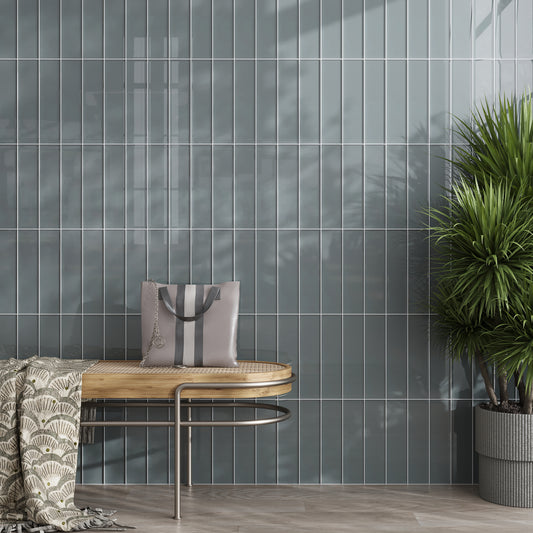 Stone Blue 3x12 Glossy Subway Glass Tile (20 pack, 5 sq ft/case)