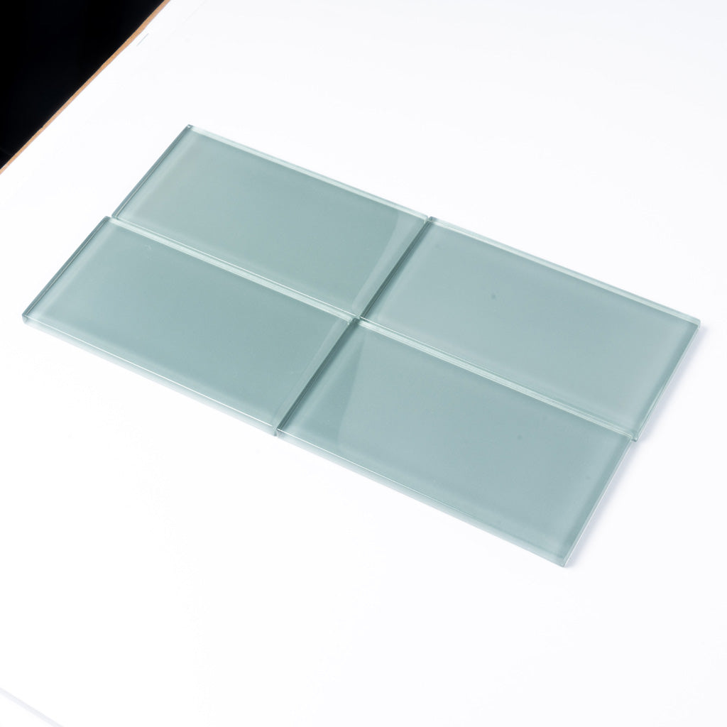 3x6 Stone Blue Polished Glass Tile