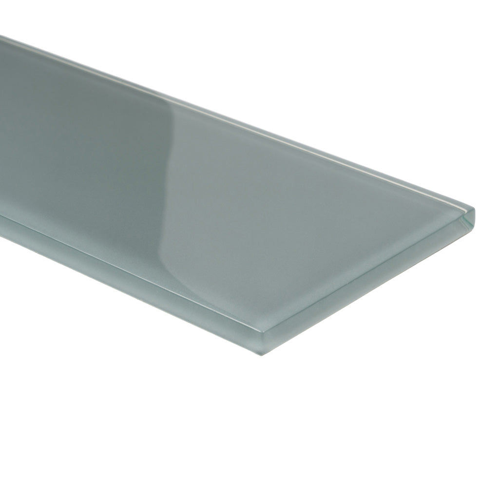 Gray 4x16 Glossy Subway Glass Tile (12 pack, 5.33 sq ft/case) - Sample