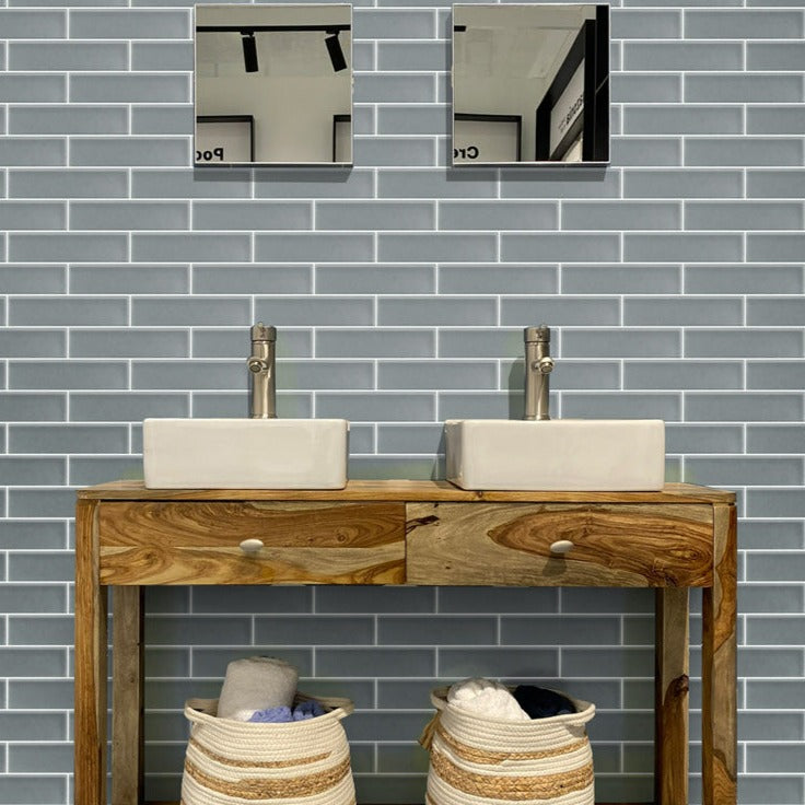 Stone Blue 3x12 Matte Subway Glass Tile (20 pack, 5 sq ft/case) - Sample