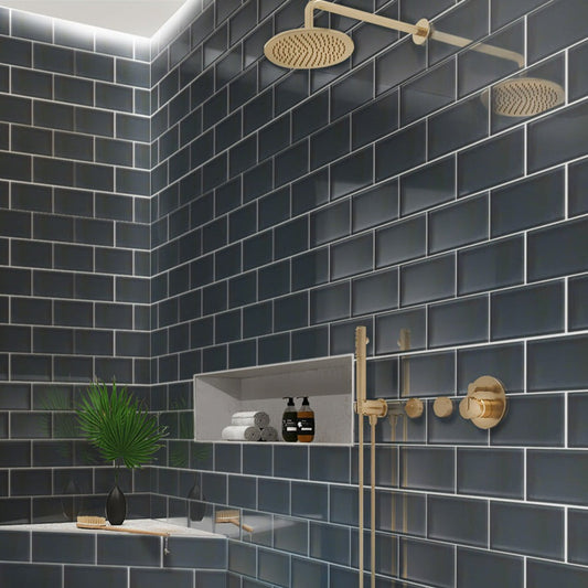 Coin Gray 3x6 Glossy Subway Glass Tile (40 pack, 5 sq ft/case) - Sample