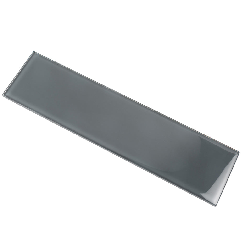 Coin Gray 4x16 Glossy Subway Glass Tile (12 pack, 5.33 sq ft/case) - Sample
