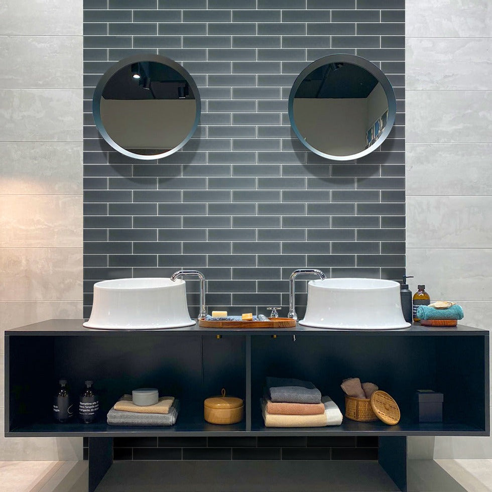 Coin Gray 3x12 Matte Subway Glass Tile (20 pack, 5 sq ft/case) - Sample