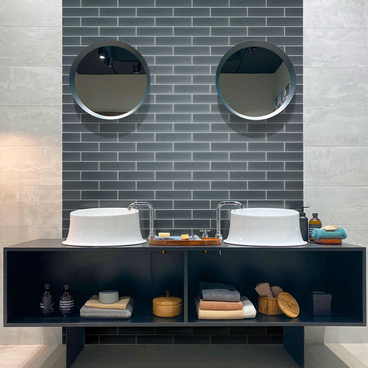 Coin Gray 3x12 Matte Subway Glass Tile (20 pack, 5 sq ft/case) - Sample
