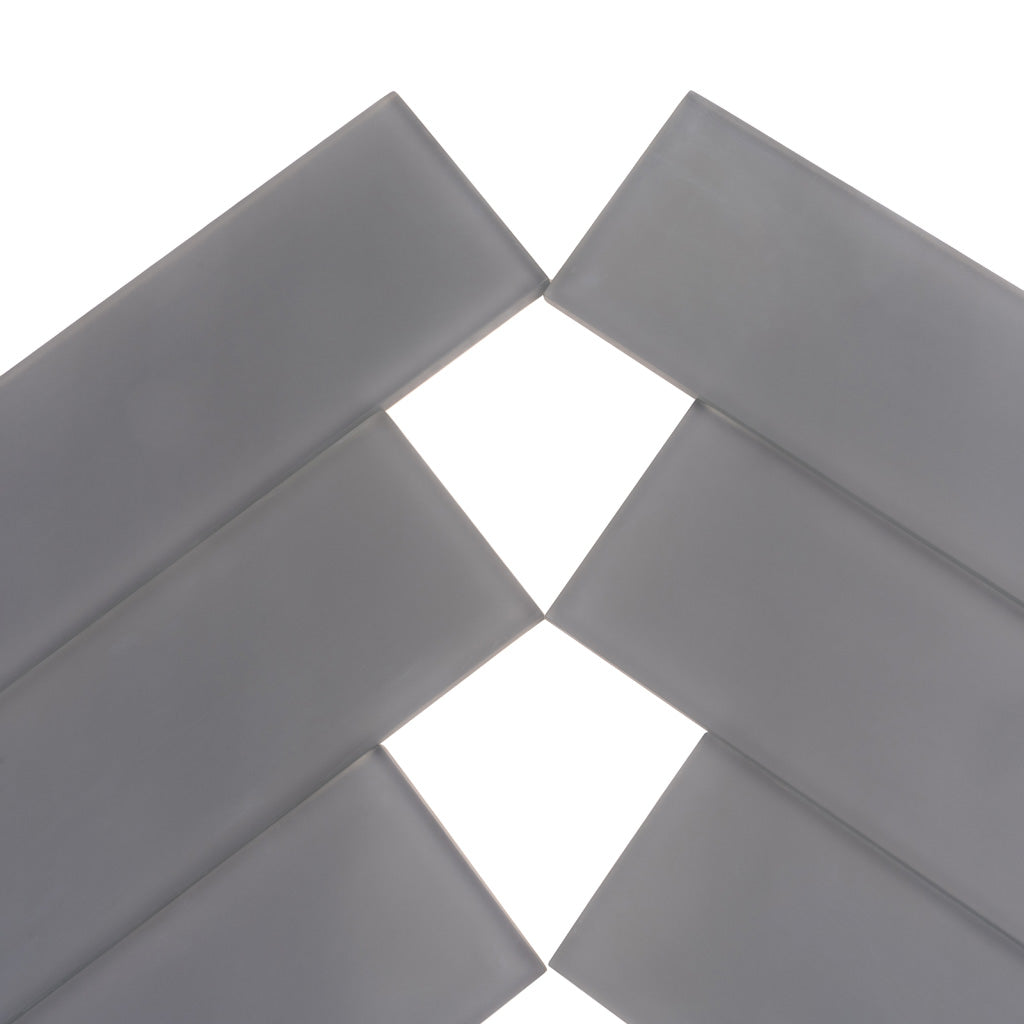 Coin Gray 3x12 Matte Subway Glass Tile (20 pack, 5 sq ft/case) - Sample
