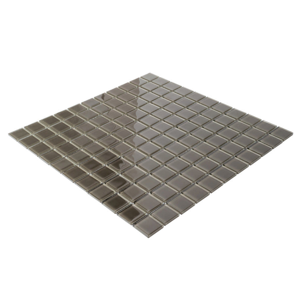1X1 Ash Gray Polished Glass Tile