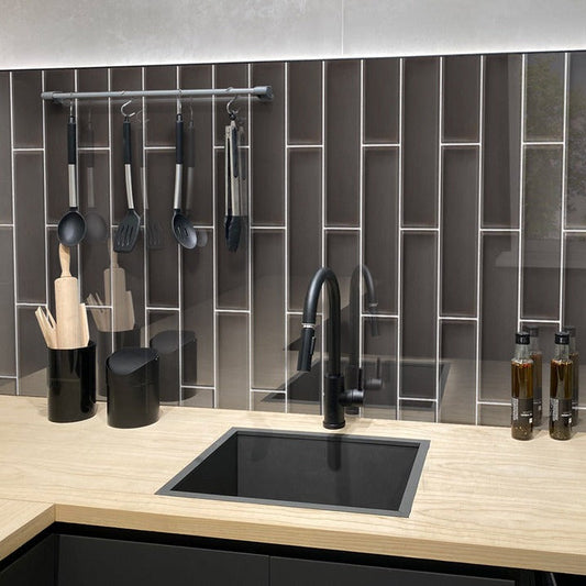 Ash Gray 3x12 Glossy Subway Glass Tile (20 pack, 5 sq ft/case) - Sample