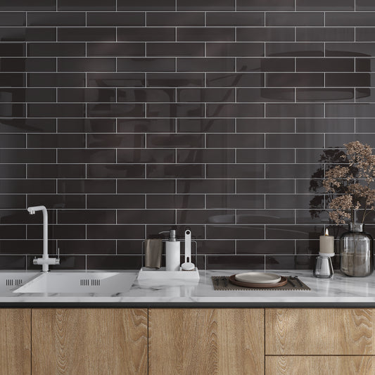 Ash Gray 3x12 Glossy Subway Glass Tile (20 pack, 5 sq ft/case)