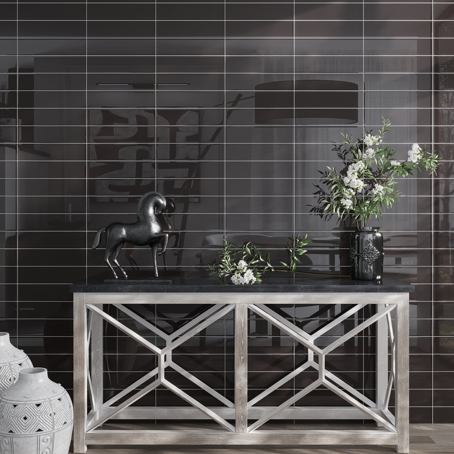 Ash Gray 4x16 Glossy Subway Glass Tile (12 pack, 5.33 sq ft/case)