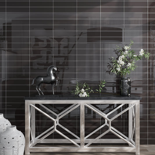 Ash Gray 4x16 Glossy Subway Glass Tile (12 pack, 5.33 sq ft/case)