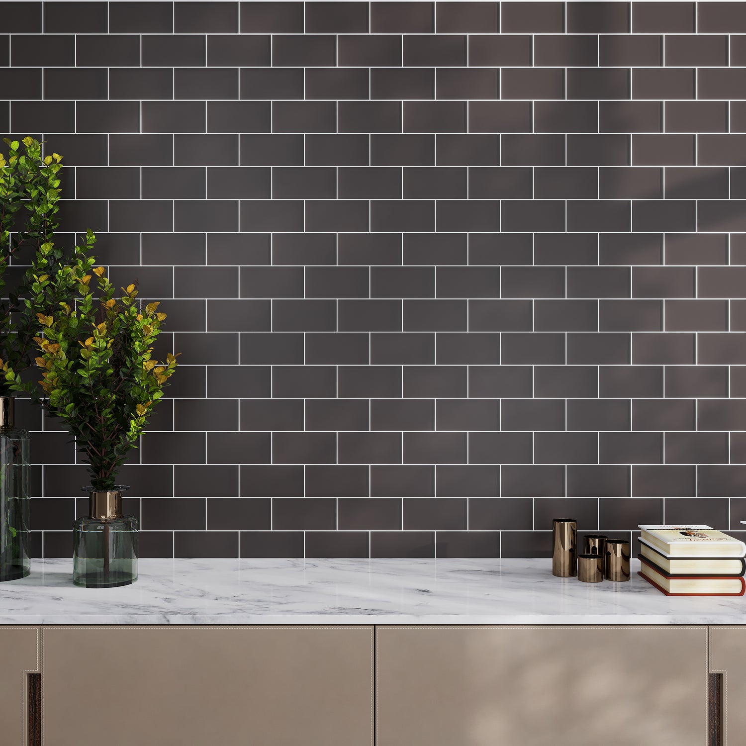 Ash Gray 3x6 Matte Subway Glass Tile (40 pack, 5 sq ft/case)