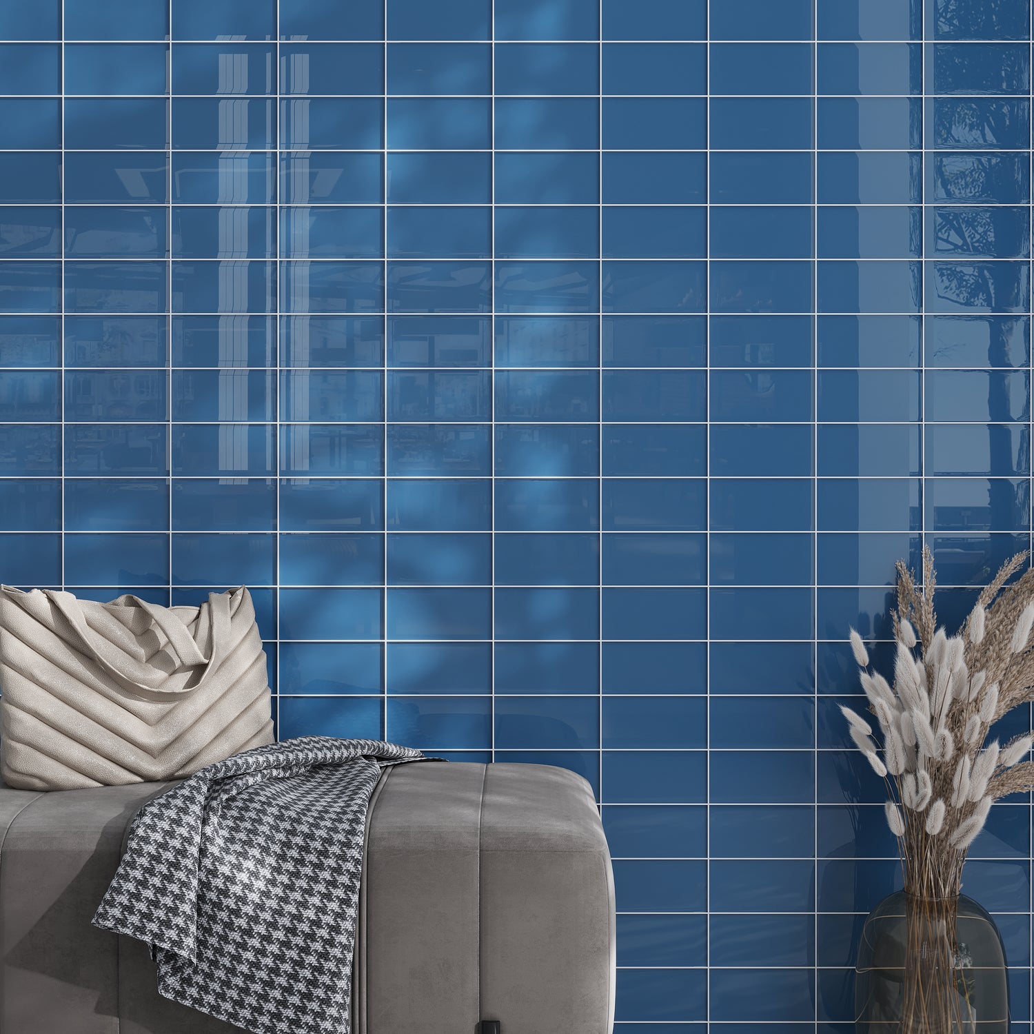 Cerulean Blue 3x6 Glossy Subway Glass Tile (40 pack, 5 sq ft/case)