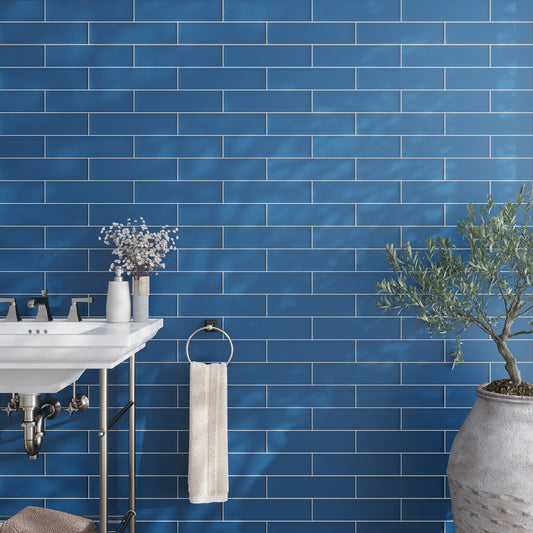 Cerulean Blue 3x12 Matte Subway Glass Tile (20 pack, 5 sq ft/case)
